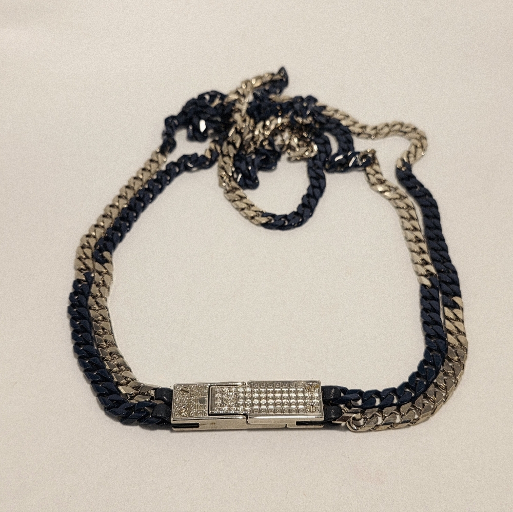 Vita Fete Rare Double Chain Blue & Silver Belt Italian Handmade New